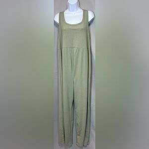 Shein  KNIT WIDE LEG‎ JUMPSUIT SMALL IN PISTACIO GREEN OLIVE  Sz XXL 46 /14